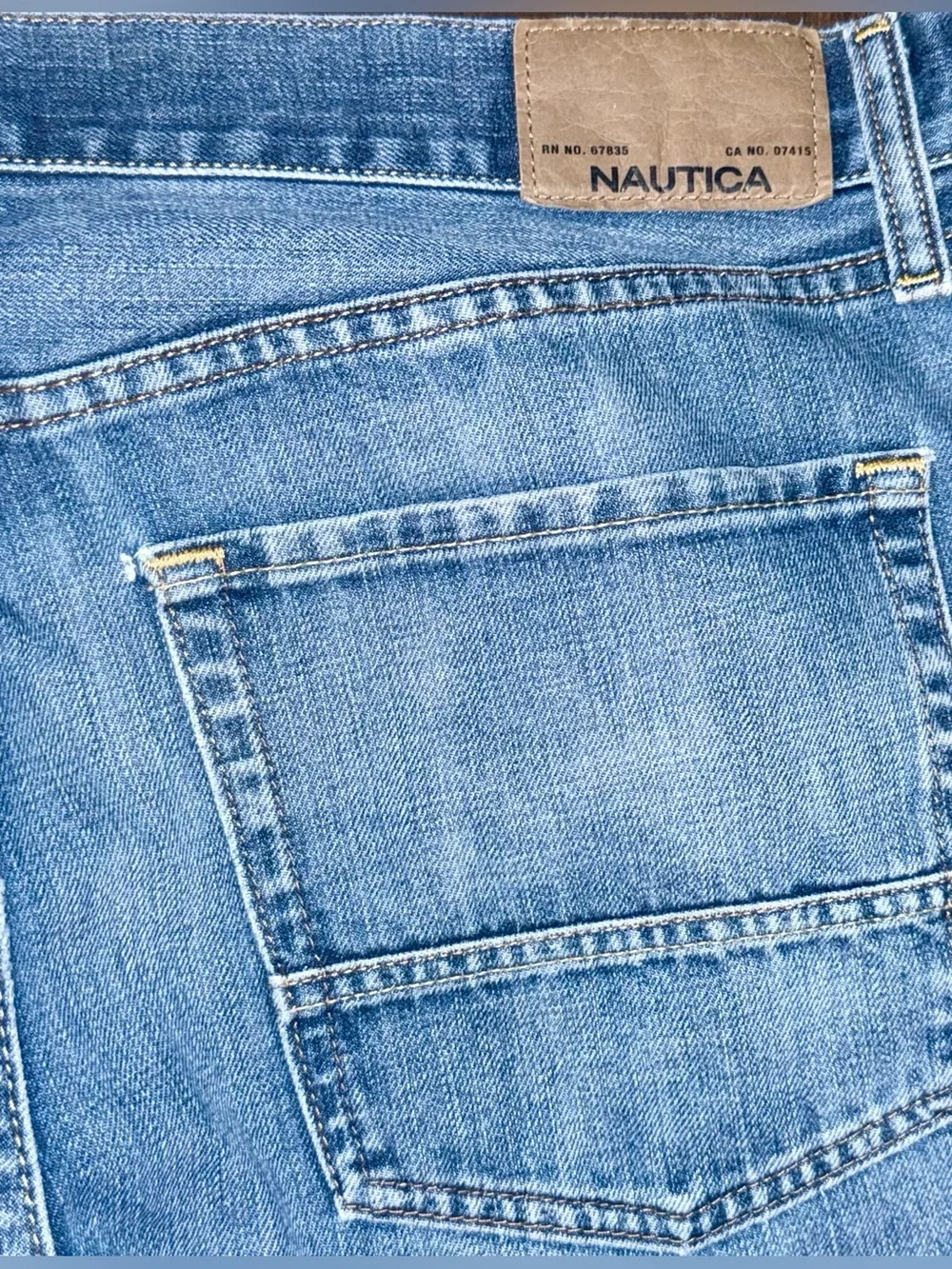 Nautica Straight Fit Jeans 36x32 Blue Distressed Stretch Denim Men’s Casual